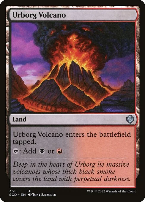 Urborg Volcano, carta Magic di tipo Land illustrata da Tony Szczudlo