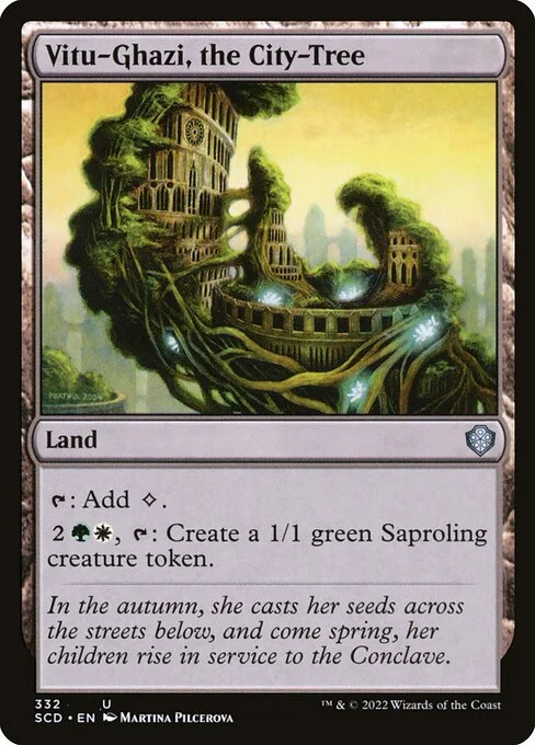 Vitu-Ghazi, the City-Tree, carta Magic di tipo Land illustrata da Martina Pilcerova