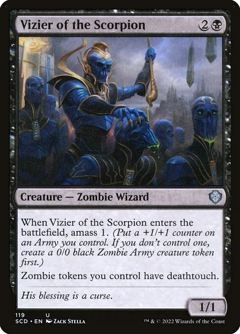 Vizier of the Scorpion, carta Magic di tipo Creature — Zombie Wizard illustrata da Zack Stella