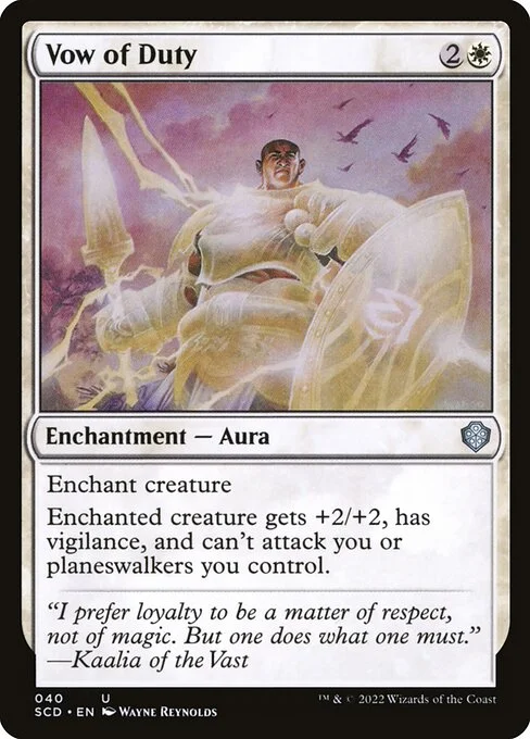 Vow of Duty, carta Magic di tipo Enchantment — Aura illustrata da Wayne Reynolds