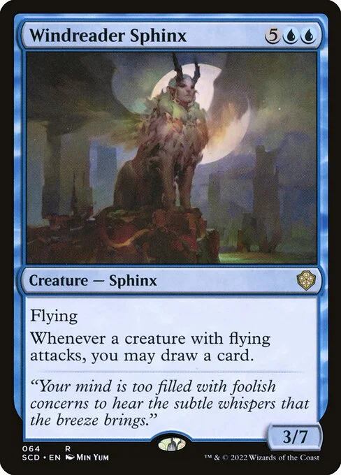 Windreader Sphinx, carta Magic di tipo Creature — Sphinx illustrata da Min Yum