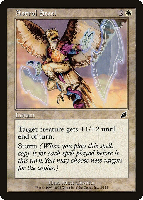 Astral Steel, carta Magic di tipo Instant illustrata da Matt Cavotta