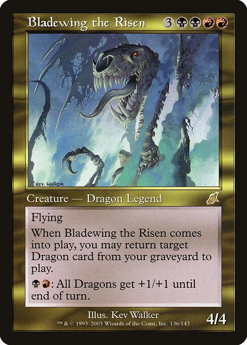 Bladewing the Risen, carta Magic di tipo Legendary Creature — Zombie Dragon illustrata da Kev Walker