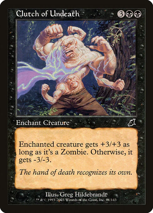 Clutch of Undeath, carta Magic di tipo Enchantment — Aura illustrata da Greg Hildebrandt