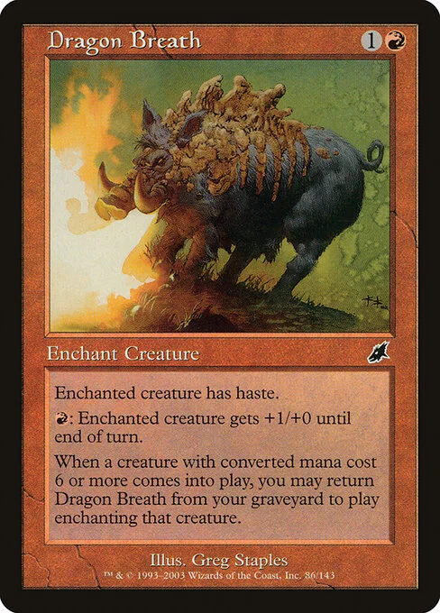 Dragon Breath, carta Magic di tipo Enchantment — Aura illustrata da Greg Staples