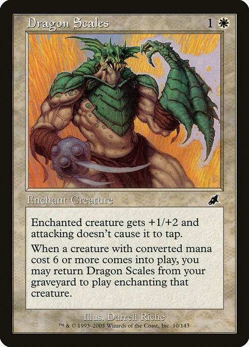 Dragon Scales, carta Magic di tipo Enchantment — Aura illustrata da Darrell Riche