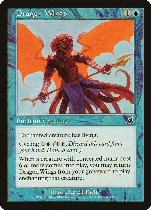 Dragon Wings, carta Magic di tipo Enchantment — Aura illustrata da Darrell Riche