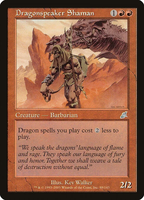 Dragonspeaker Shaman, carta Magic di tipo Creature — Human Barbarian Shaman illustrata da Kev Walker