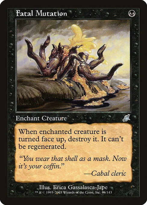 Fatal Mutation, carta Magic di tipo Enchantment — Aura illustrata da Erica Gassalasca-Jape