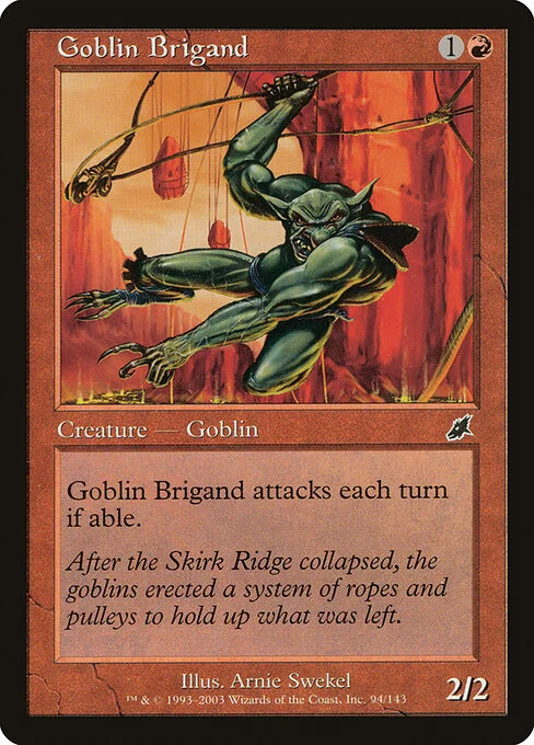 Goblin Brigand, carta Magic di tipo Creature — Goblin Warrior illustrata da Arnie Swekel