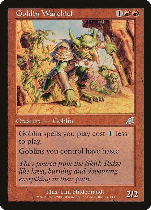 Goblin Warchief, carta Magic di tipo Creature — Goblin Warrior illustrata da Greg Hildebrandt & Tim Hildebrandt