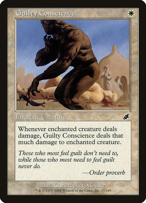 Guilty Conscience, carta Magic di tipo Enchantment — Aura illustrata da Christopher Moeller