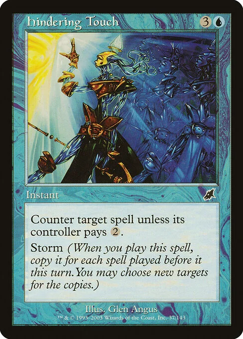 Hindering Touch, carta Magic di tipo Instant illustrata da Glen Angus