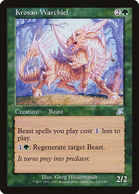 Krosan Warchief, carta Magic di tipo Creature — Beast illustrata da Greg Hildebrandt