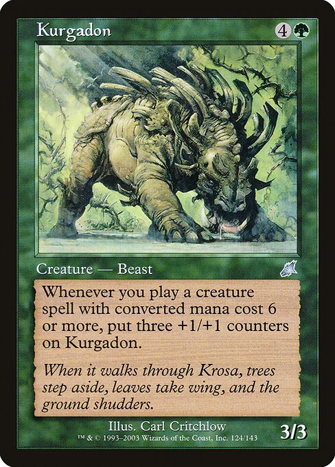 Kurgadon, carta Magic di tipo Creature — Beast illustrata da Carl Critchlow
