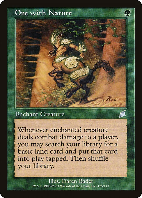 One with Nature, carta Magic di tipo Enchantment — Aura illustrata da Daren Bader