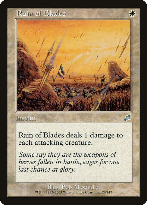 Rain of Blades, carta Magic di tipo Instant illustrata da Rob Alexander