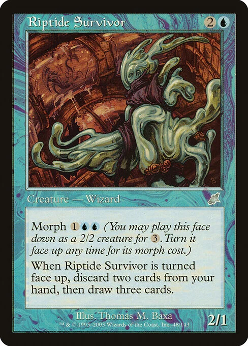 Riptide Survivor, carta Magic di tipo Creature — Human Wizard illustrata da Thomas M. Baxa