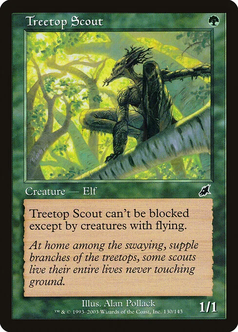 Treetop Scout, carta Magic di tipo Creature — Elf Scout illustrata da Alan Pollack