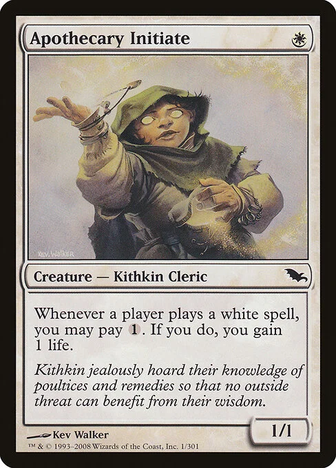 Apothecary Initiate, carta Magic di tipo Creature — Kithkin Cleric illustrata da Kev Walker