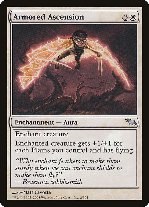 Armored Ascension, carta Magic di tipo Enchantment — Aura illustrata da Matt Cavotta