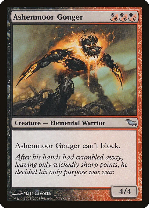 Ashenmoor Gouger, carta Magic di tipo Creature — Elemental Warrior illustrata da Matt Cavotta