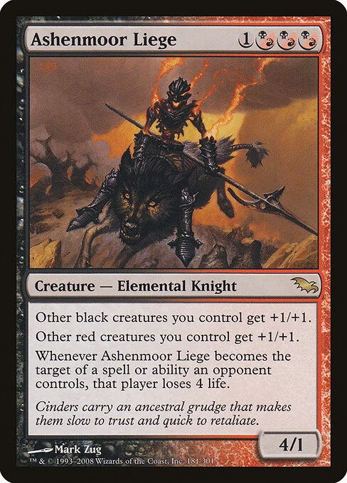 Ashenmoor Liege, carta Magic di tipo Creature — Elemental Knight illustrata da Mark Zug