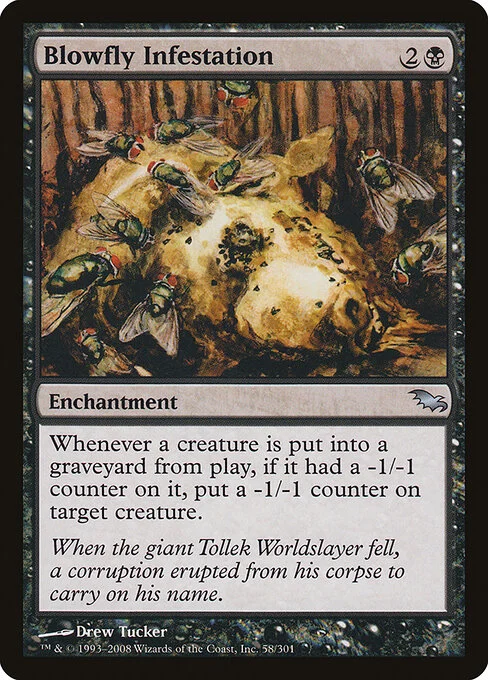 Blowfly Infestation, carta Magic di tipo Enchantment illustrata da Drew Tucker