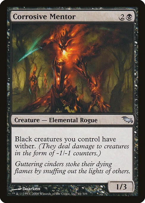 Corrosive Mentor, carta Magic di tipo Creature — Elemental Rogue illustrata da Daarken
