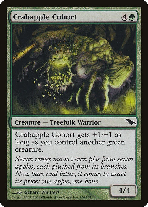 Crabapple Cohort, carta Magic di tipo Creature — Treefolk Warrior illustrata da Richard Whitters