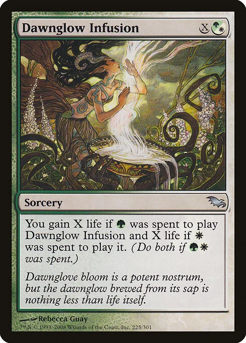 Dawnglow Infusion, carta Magic di tipo Sorcery illustrata da Rebecca Guay
