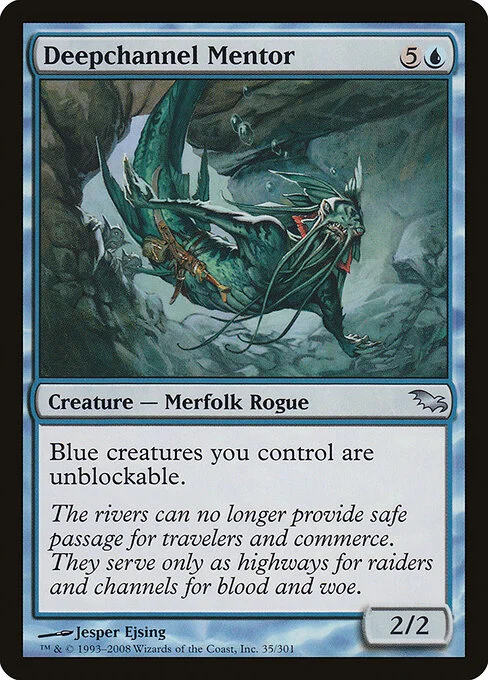 Deepchannel Mentor, carta Magic di tipo Creature — Merfolk Rogue illustrata da Jesper Ejsing