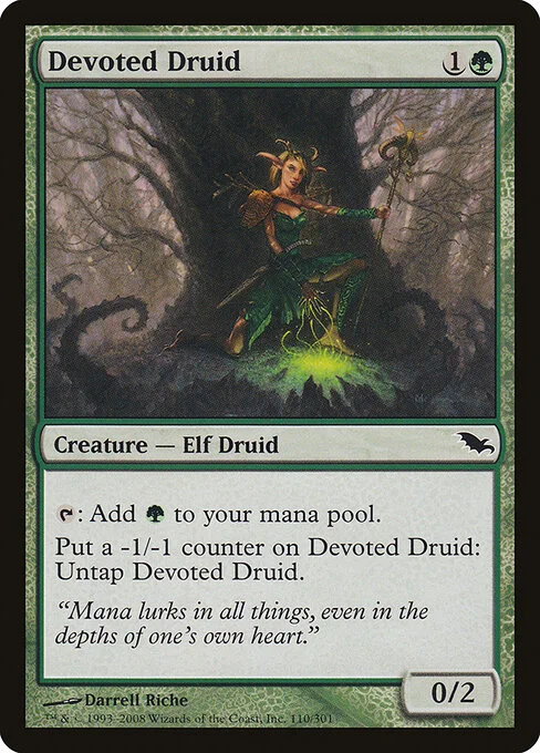 Devoted Druid, carta Magic di tipo Creature — Elf Druid illustrata da Darrell Riche