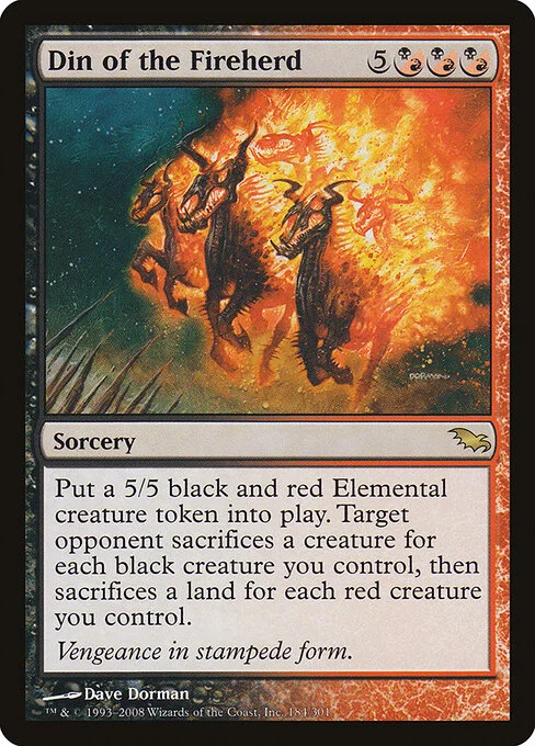 Din of the Fireherd, carta Magic di tipo Sorcery illustrata da Dave Dorman