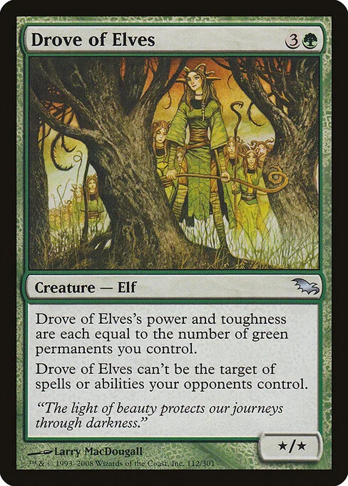 Drove of Elves, carta Magic di tipo Creature — Elf illustrata da Larry MacDougall