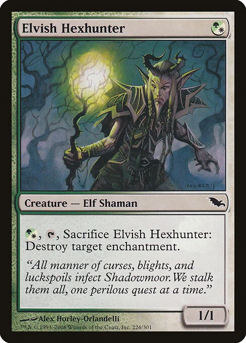 Elvish Hexhunter, carta Magic di tipo Creature — Elf Shaman illustrata da Alex Horley-Orlandelli