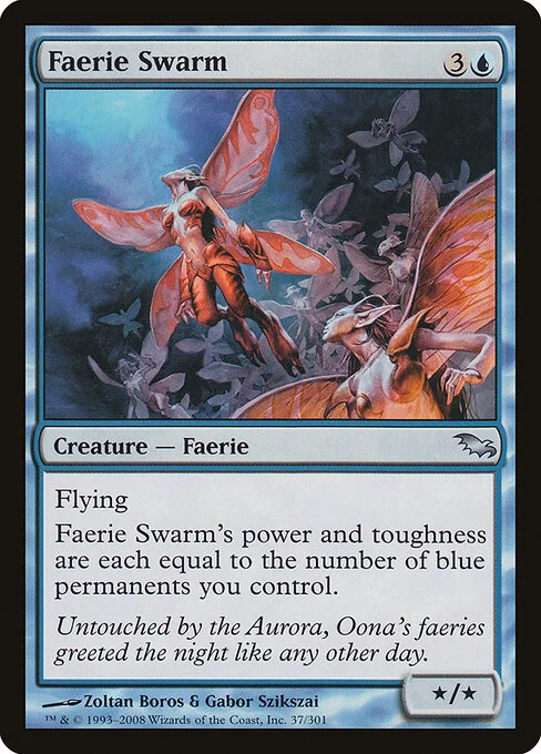 Faerie Swarm, carta Magic di tipo Creature — Faerie illustrata da Zoltan Boros & Gabor Szikszai