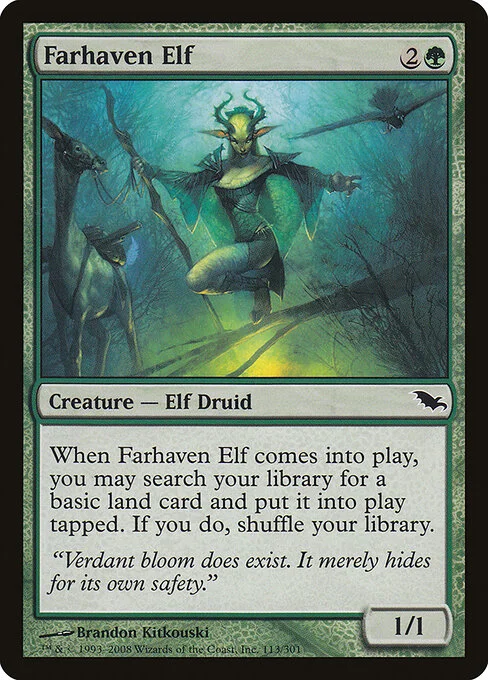 Farhaven Elf, carta Magic di tipo Creature — Elf Druid illustrata da Brandon Kitkouski