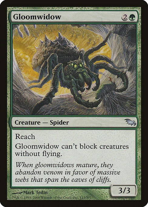 Gloomwidow, carta Magic di tipo Creature — Spider illustrata da Mark Tedin