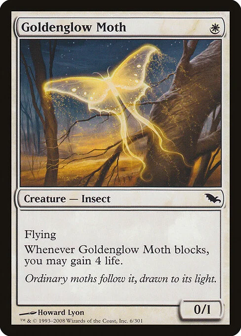 Goldenglow Moth, carta Magic di tipo Creature — Insect illustrata da Howard Lyon