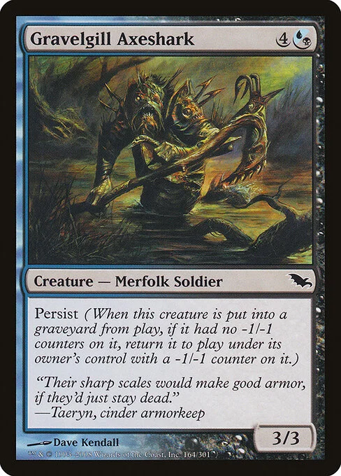 Gravelgill Axeshark, carta Magic di tipo Creature — Merfolk Soldier illustrata da Dave Kendall