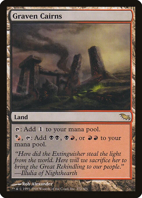 Graven Cairns, carta Magic di tipo Land illustrata da Rob Alexander