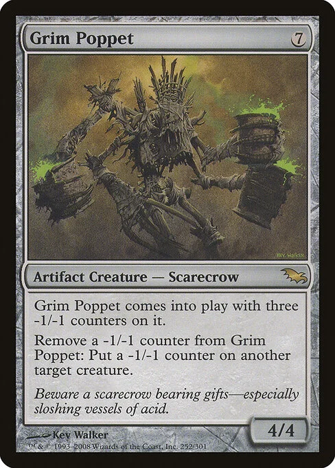 Grim Poppet, carta Magic di tipo Artifact Creature — Scarecrow illustrata da Kev Walker
