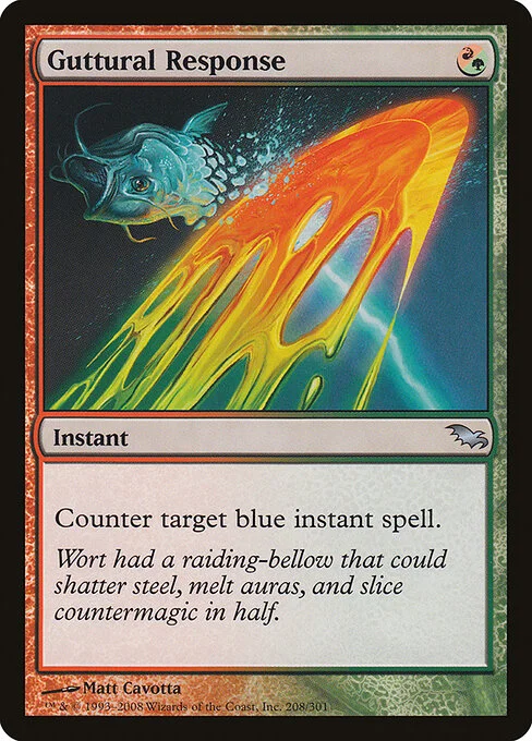 Guttural Response, carta Magic di tipo Instant illustrata da Matt Cavotta