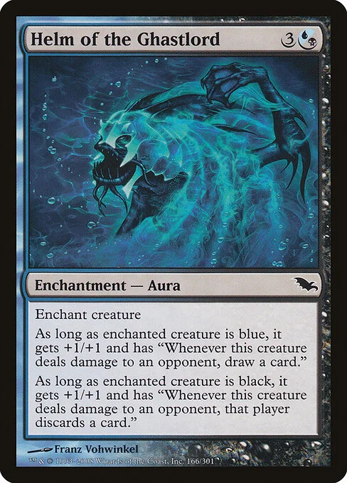 Helm of the Ghastlord, carta Magic di tipo Enchantment — Aura illustrata da Franz Vohwinkel