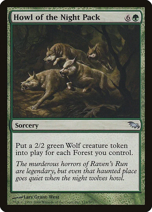 Howl of the Night Pack, carta Magic di tipo Sorcery illustrata da Lars Grant-West