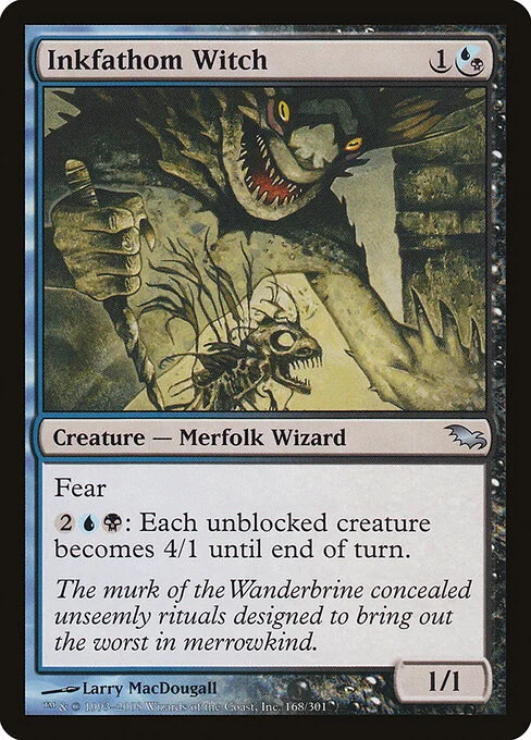 Inkfathom Witch, carta Magic di tipo Creature — Merfolk Wizard illustrata da Larry MacDougall