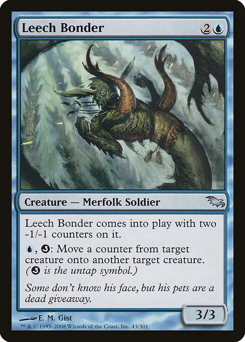 Leech Bonder, carta Magic di tipo Creature — Merfolk Soldier illustrata da E. M. Gist