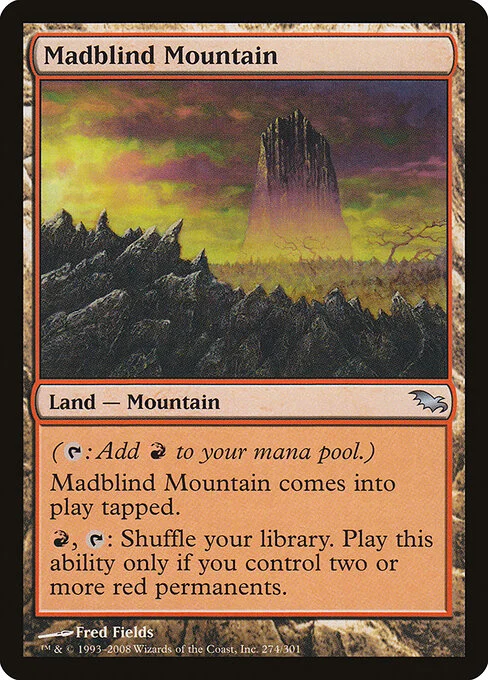 Madblind Mountain, carta Magic di tipo Land — Mountain illustrata da Fred Fields