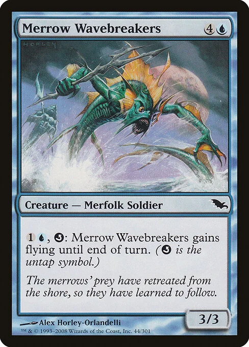 Merrow Wavebreakers, carta Magic di tipo Creature — Merfolk Soldier illustrata da Alex Horley-Orlandelli
